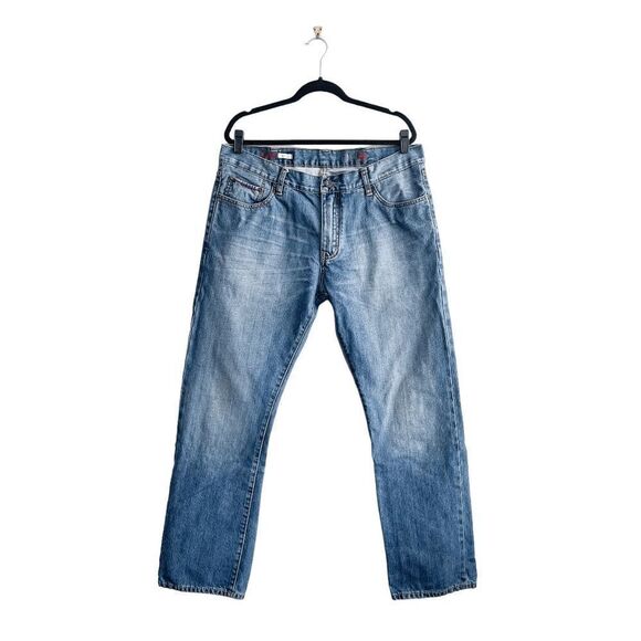 DH3 Jake II Mens Denim Selvedge Jeans Straight Leg Light Blue Wash Size 38 - Picture 1 of 12